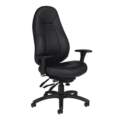 High Back Comfort Chair, Leather, Black, 300 lbs. Capacity Groupe Belzile Dickner