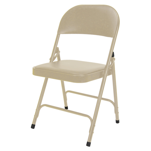 Vinyl Padded Folding Chair, Steel, Beige, 300 lbs. Weight Capacity Groupe Belzile Dickner