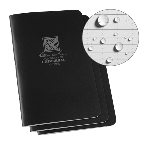 All-Weather Notebook, Soft Cover, Black, 48 Pages, 4-5/8" W x 7" L Groupe Belzile Dickner