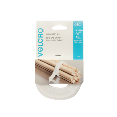 Ruban d'attaches One-Wrap, Boucle et crochet, 12' x 3/4", Auto-aggripant, Blanc Groupe Belzile Dickner