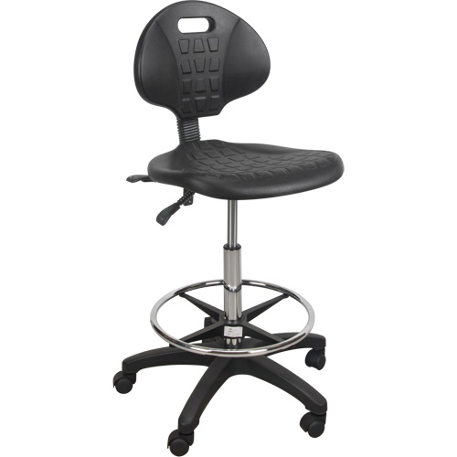 Heavy-Duty Ergonomic Stool, Mobile, Adjustable, 39" - 48", Polyurethane Seat, Black Groupe Belzile Dickner