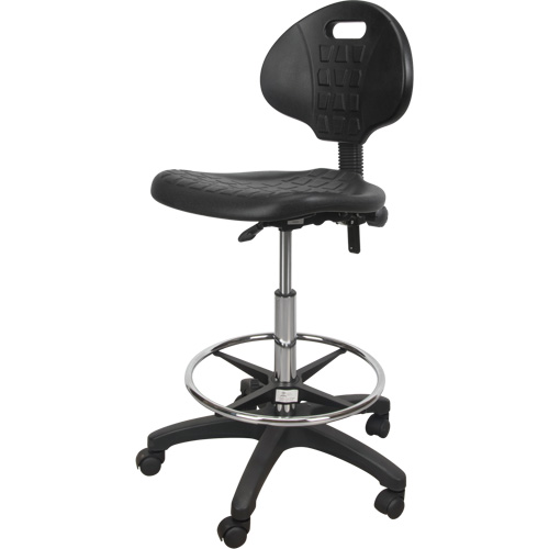 Heavy-Duty Ergonomic Stool, Mobile, Adjustable, 39" - 48", Polyurethane Seat, Black Groupe Belzile Dickner