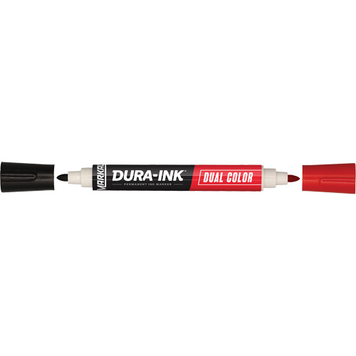 Markal&reg; Dura-Ink&reg; Dual Colour Permanent Ink Marker, Bullet, Black/Red Groupe Belzile Dickner