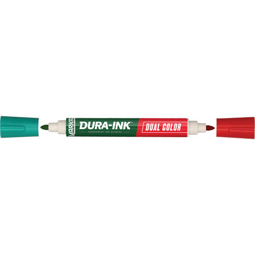 Markal&reg; Dura-Ink&reg; Dual Colour Permanent Ink Marker, Bullet, Green/Red Groupe Belzile Dickner