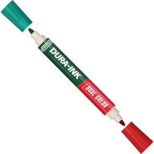 Markal&reg; Dura-Ink&reg; Dual Colour Permanent Ink Marker, Green/Red, Bullet Tip Groupe Belzile Dickner