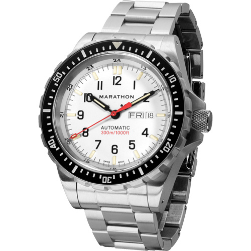 Tr&egrave;s grande montre automatique &eacute;dition arctique avec jour/date avec bracelet en acier inoxydable, Num&eacute;rique, &agrave; piles, 46 mm, Argent Groupe Belzile Dickner