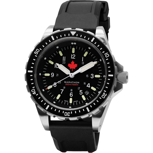 Tr&egrave;s grande montre &agrave; quartz pour plongeur avec feuille d'&eacute;rable rouge, Num&eacute;rique, &agrave; piles, 46 mm, Noir Groupe Belzile Dickner