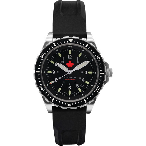 Tr&egrave;s grande montre &agrave; quartz pour plongeur avec feuille d'&eacute;rable rouge, Num&eacute;rique, &agrave; piles, 46 mm, Noir Groupe Belzile Dickner