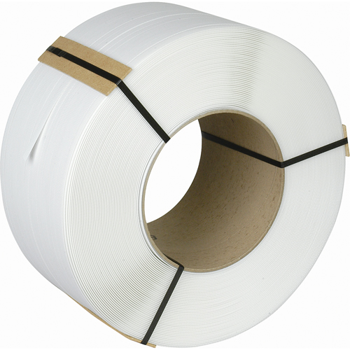 Strapping, Polypropylene, 3/8" W x 12900' L, White, Machine Grade Groupe Belzile Dickner