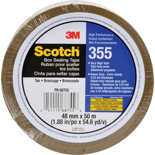 Ruban d'emballage Scotch 355, Adh&eacute;sif Thermofusible, 3,4 mils, 48 mm (1-22/25") x 50 m (164') Groupe Belzile Dickner
