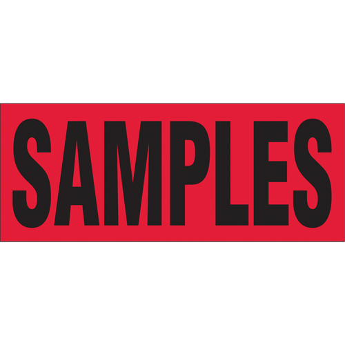 "Samples" Special Handling Labels, 5" L x 2" W, Black on Red Groupe Belzile Dickner