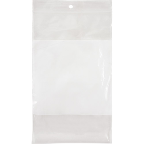 Sacs en poly avec espace inscriptible blanc, Refermable, 8" x 5", 2 mils Groupe Belzile Dickner