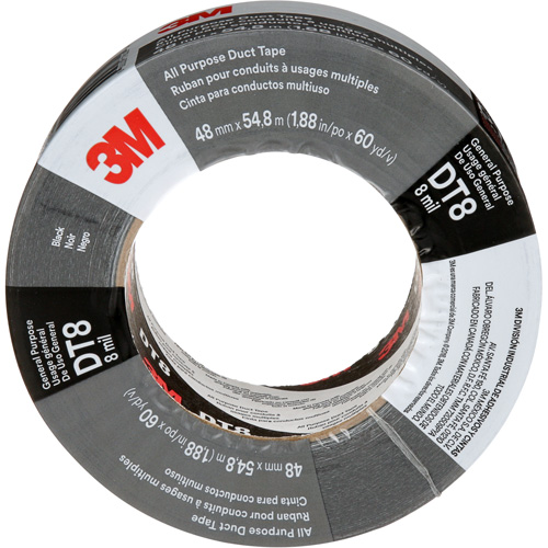 DT8 All-Purpose Duct Tape, 8 mils, Black, 48 mm (2") x 55 m (180') Groupe Belzile Dickner