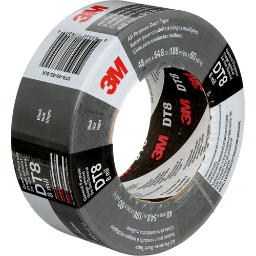 DT8 All-Purpose Duct Tape, 8 mils, Black, 48 mm (2") x 55 m (180') Groupe Belzile Dickner