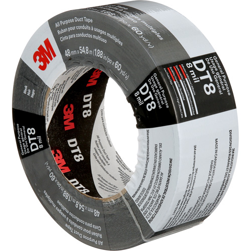 DT8 All-Purpose Duct Tape, 8 mils, Black, 48 mm (2") x 55 m (180') Groupe Belzile Dickner