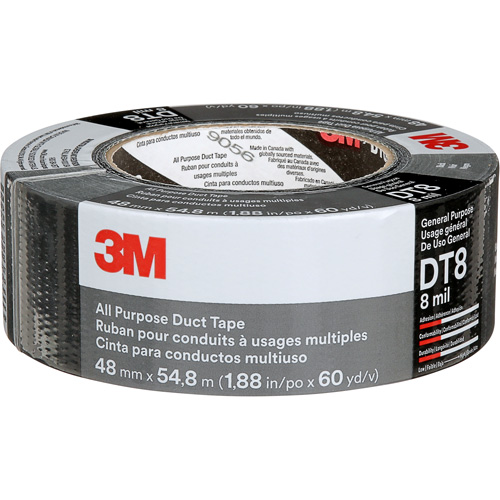 DT8 All-Purpose Duct Tape, 8 mils, Black, 48 mm (2") x 55 m (180') Groupe Belzile Dickner