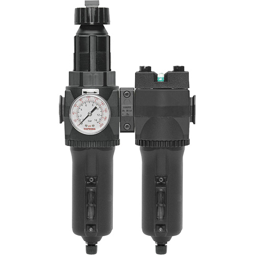 Filtre/r&eacute;gulateur + filtre coalescent drain manuel avec bol en m&eacute;tal Modulair 400, 1/4" NPT, 200 psi, Capacit&eacute; de 9,1 oz liq. Groupe Belzile Dickner