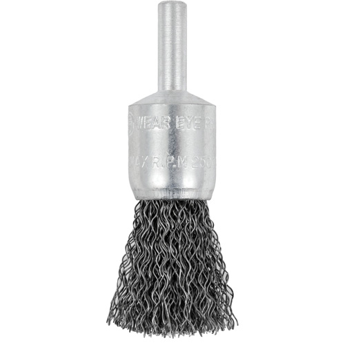 Brosse &agrave; fils cr&ecirc;p&eacute;s mont&eacute;e sur mandrin E050-12, 1/2", Fils 0,012", Tige 1/4" Groupe Belzile Dickner