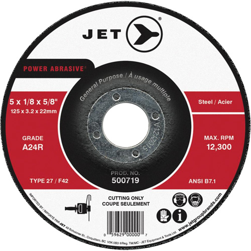 Power Abrasive Cut-Off Wheel, 7" x 1/8", 7/8" Arbor, Type 27, 8500 RPM Groupe Belzile Dickner