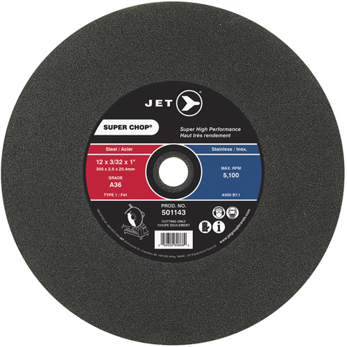 Super Chop Cut-Off Wheel, 12" x 3/32", 1" Arbor, Type 1, 5100 RPM Groupe Belzile Dickner