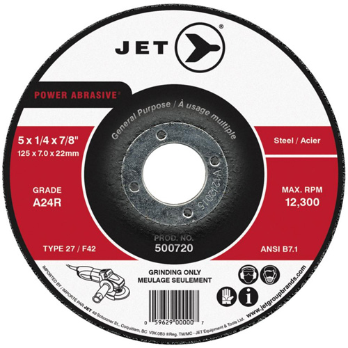 POWER ABRASIVE&reg; Grinding Wheel, 4" x 1/4", 5/8" Arbor, Type 27 Groupe Belzile Dickner