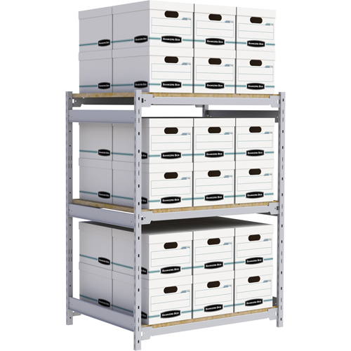 Wide Span Record Storage Shelving, Steel, 3 Shelves, 42" W x 32" D x 60" H Groupe Belzile Dickner