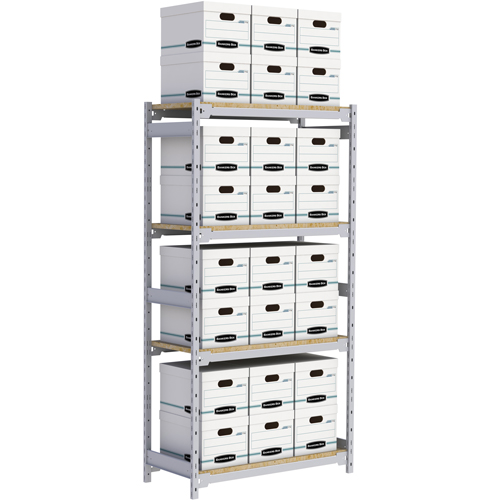 Wide Span Record Storage Shelving, Steel, 4 Shelves, 42" W x 18" D x 84" H Groupe Belzile Dickner