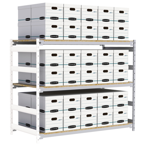 Wide Span Record Storage Shelving, Steel, 3 Shelves, 72" W x 32" D x 60" H, Add-On Kit Groupe Belzile Dickner