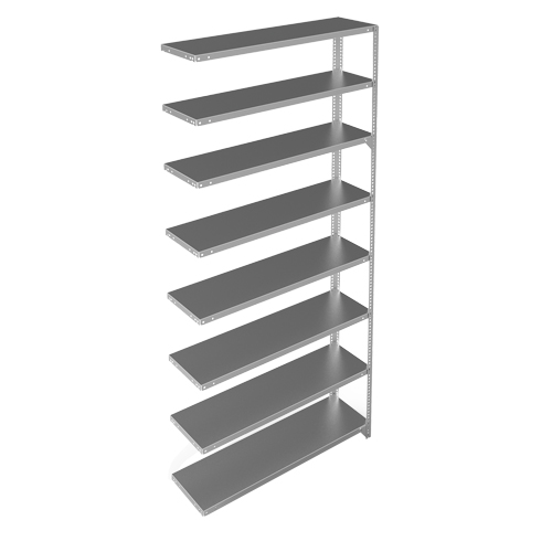 Shelving Unit, Galvanized Steel, Slotted Angle, 300 lbs. Capacity, 48" W x 96" H x 12" D Groupe Belzile Dickner