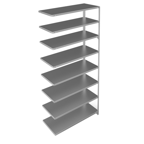 Shelving Unit, Galvanized Steel, Slotted Angle, 275 lbs. Capacity, 48" W x 96" H x 18" D Groupe Belzile Dickner