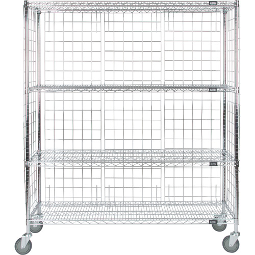 Enclosed Wire Shelf Cart, Chrome Plated, 60" x 69" x 24", 800 lbs. Capacity Groupe Belzile Dickner