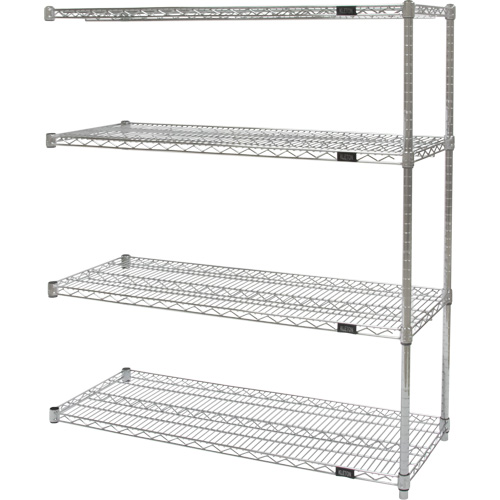 Heavy-Duty Chromate Wire Shelving, Add-On Kit, 4 Tiers, 30" W x 54" H x 14" D Groupe Belzile Dickner