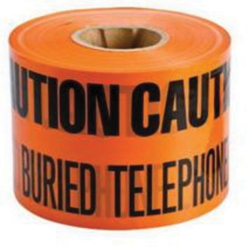 "Buried Telephone Line" Identoline&reg; Underground Warning Tape, 6" W x 1000' L, Black on Orange Groupe Belzile Dickner