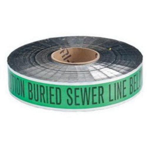 Ruban d'avertissement de danger souterrain Sewer Line Identoline, 2" la x 1000' lo, Noir sur vert Groupe Belzile Dickner