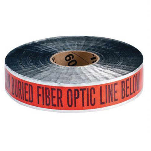 Ruban d'avertissement de danger souterrain Fiber Optic Line Identoline, 2" la x 1000' lo, Noir/orange Groupe Belzile Dickner