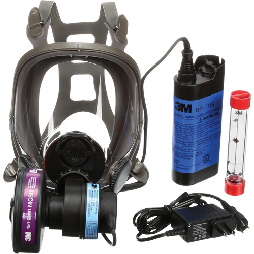 Appareils de protection respiratoire (APR) &agrave; &eacute;puration d'air motoris&eacute; port&eacute;s sur le visage Powerflow, Respirateur &agrave; masque, Pile NiCd Groupe Belzile Dickner