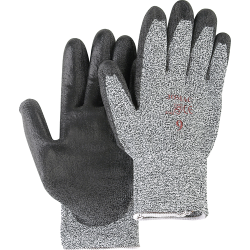 Gants de tricot poivre & sel avec rev&ecirc;tement de paume noir, Taille Petit/7, Rev&ecirc;tement Polyur&eacute;thane, Enveloppe en PEHP, ANSI/ISEA 105 niveau 2 Groupe Belzile Dickner