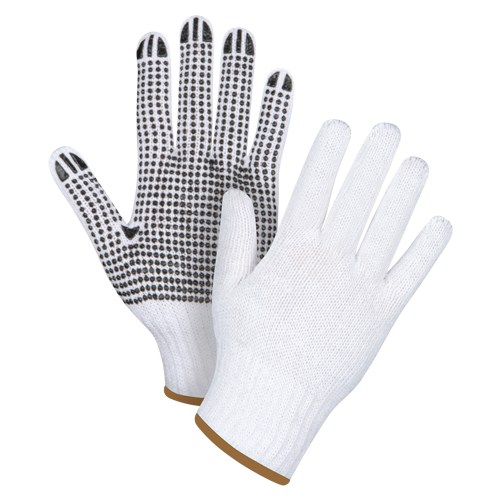 Gants tricot&eacute;s &agrave; pois, Poly/coton, Un c&ocirc;t&eacute;, Calibre 7, Grand Groupe Belzile Dickner