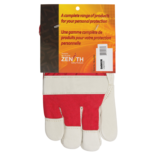 Gants d'ajusteur rouge & blanc doubl&eacute;s pour l'hiver de premi&egrave;re qualit&eacute;, Grand, Paume en Cuir fleur de vache, Doublure en Boa Groupe Belzile Dickner