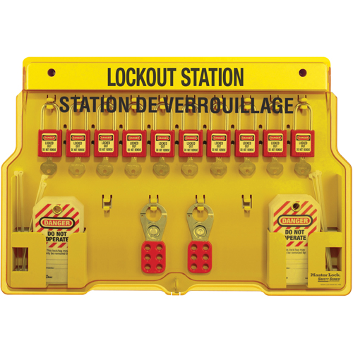 Lockout Station, Aluminum Padlocks, 10 Padlock Capacity, Padlocks Included Groupe Belzile Dickner