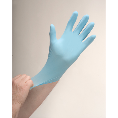 Gants d'examen r&eacute;sistants &agrave; la perforation, Moyen, Nitrile, 4,5 mils, Sans poudre, Bleu Groupe Belzile Dickner