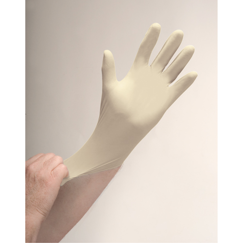 Gants d'examen de premi&egrave;re qualit&eacute; pour peau sensible, Grand, Latex, 4 mils, Sans poudre, Naturel Groupe Belzile Dickner