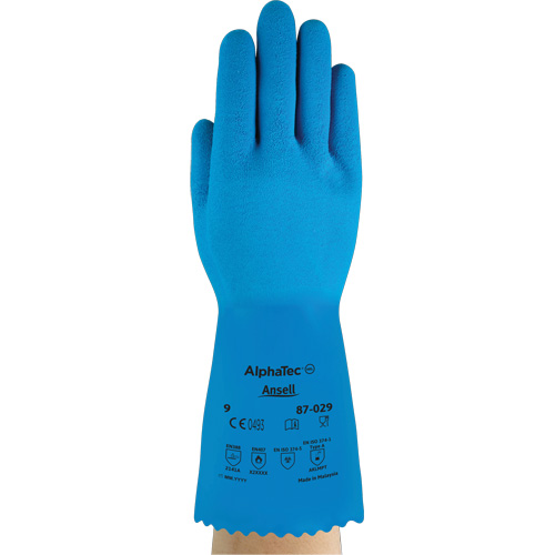 AlphaTec&reg; 87-029 Gloves, Size X-Large/10, 13" L, Rubber Latex, Nylon Inner Lining, 50-mil Groupe Belzile Dickner