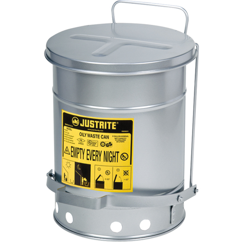 Oily Waste Cans, FM Approved/UL Listed, 6 US Gal., Silver Groupe Belzile Dickner