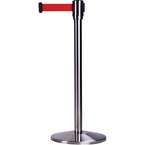 Free-Standing Crowd Control Barrier, Steel, 35" H, Red Tape, 7' Tape Length Groupe Belzile Dickner