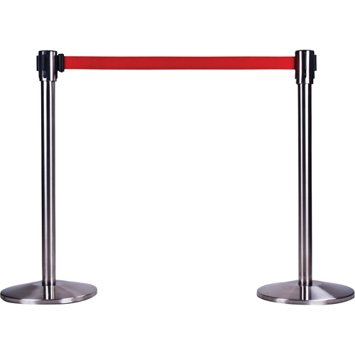 Poteau r&eacute;cepteur pour barri&egrave;res sur pieds pour le contr&ocirc;le des foules, Hauteur de 35", Acier inoxydable Groupe Belzile Dickner