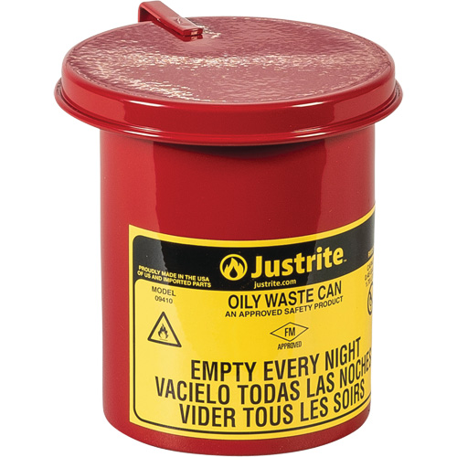 Mini bidons pour d&eacute;chets huileux pour dessus d'&eacute;tabli, Homologu&eacute; FM, 0,45 gal. US, Rouge Groupe Belzile Dickner