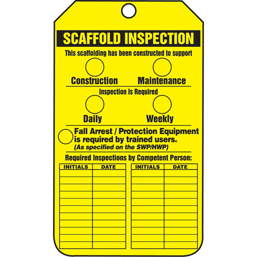 &eacute;tiquettes de s&eacute;curit&eacute; d'inspection et de contr&ocirc;le de l'&eacute;tat de l'&eacute;quipement, Papier cartonn&eacute;, 3-1/8" la x 5-7/8" h, Anglais Groupe Belzile Dickner
