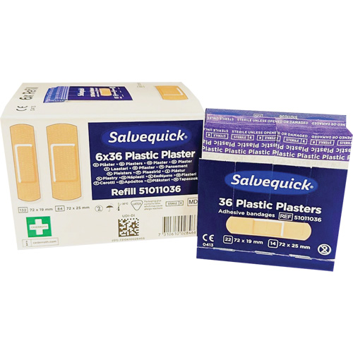 Syst&egrave;mes de distribution de bandages Salvequick - recharges st&eacute;riles, Rectangulaire/carr&eacute;e, Plastique, St&eacute;rile Groupe Belzile Dickner