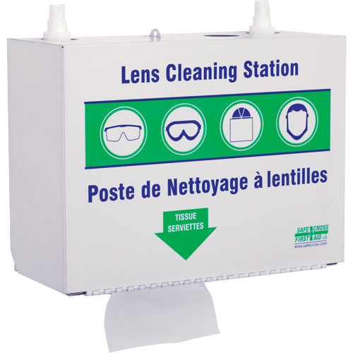Postes en M&eacute;tal Pour Le Nettoyage De Verres - Deux Boutielle De Solution 500ml Et 1 Boîte De Serviettes, M&eacute;tal, 10,5" lo x 5,5" p x 6,3" h Groupe Belzile Dickner